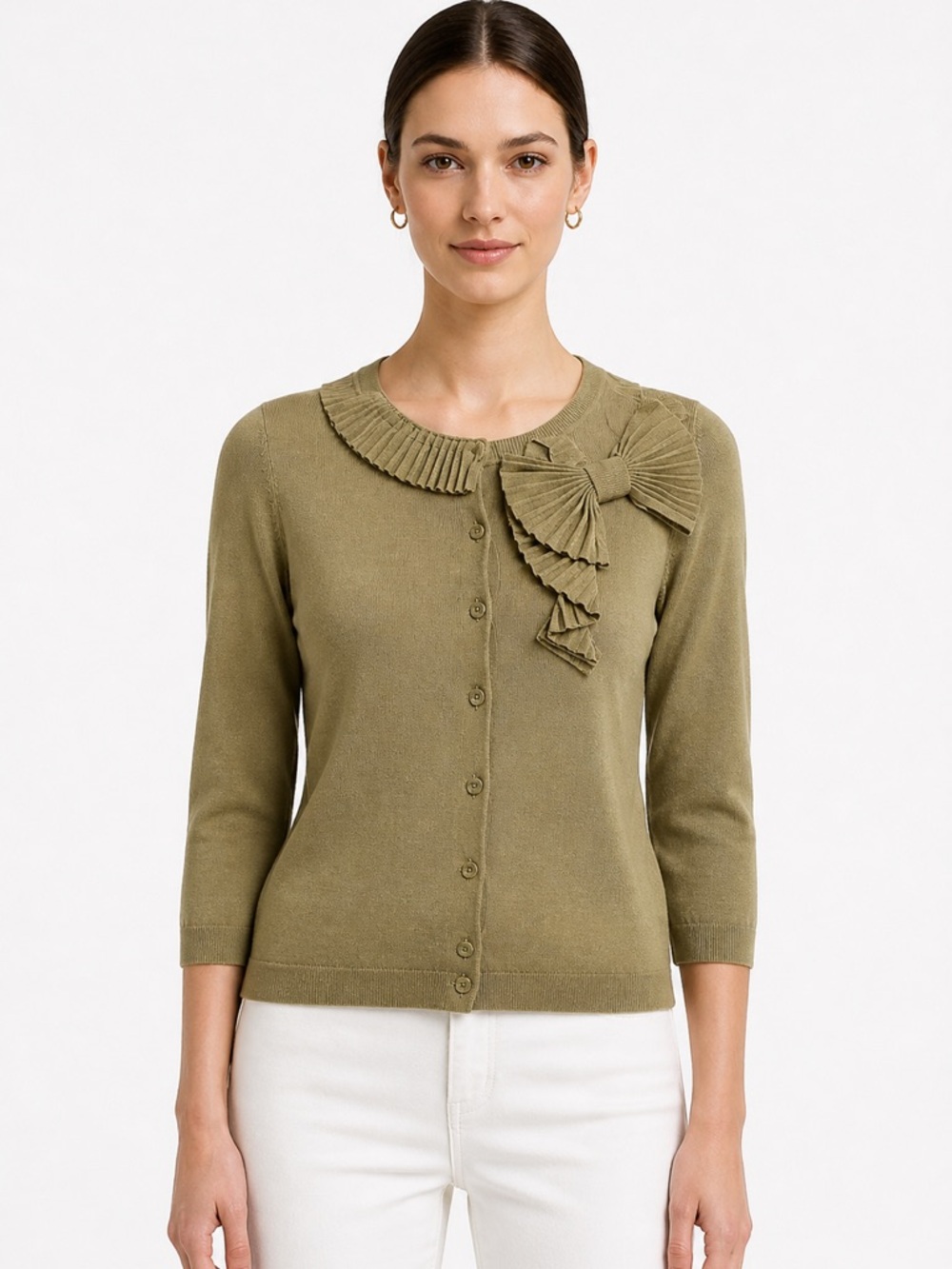 Valentino Wool Cardigan Sweater with Bow Detail